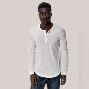 Buck Mason white Pima Long Sleeve Henley